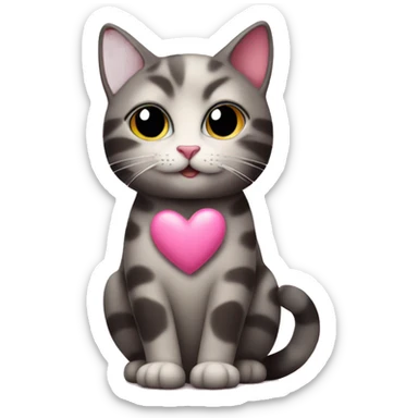 cat in love with pink hearts  sticker
