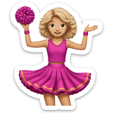 turtle girl dancing with skirt holding   pompom sticker
