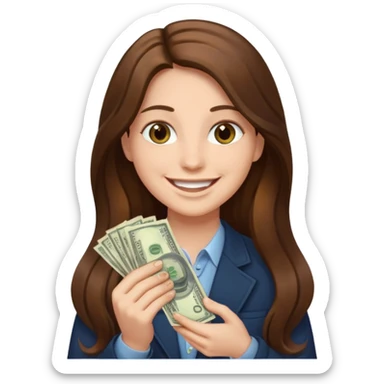긴 갈색머리고 돈을 들고있어 sticker