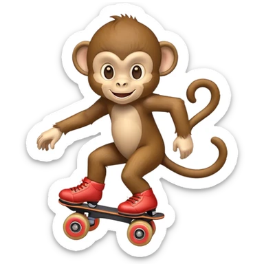 Monkey on rollerskates sticker