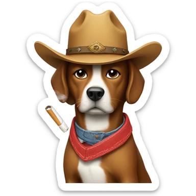dog with a cigarette and cowboy  sticker