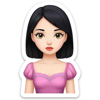 girl black hair beautiful dresses sticker