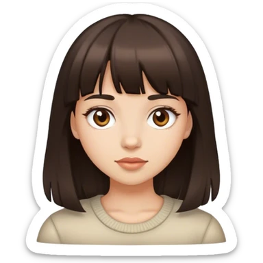Chica con cabello castaño oscuro y flequillo sticker