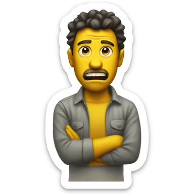 Yellow emoji with a mean face  sticker