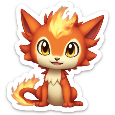 a anthro chibi-style fire-type Fakémon-hybrid full body sticker