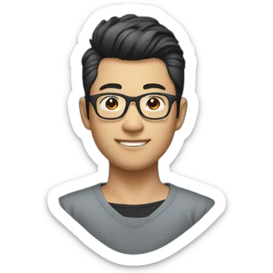 25 year old Asian male with glasses and pompadour hair sticker