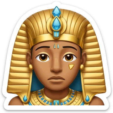 Discord emoji for "RA Silkroad", Ancient Egyptian theme, crying Pharaoh face, cartoonish, colorful, shiny gold accents, small and clear.
 sticker