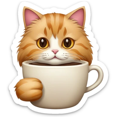 cat with coffee cup sticker