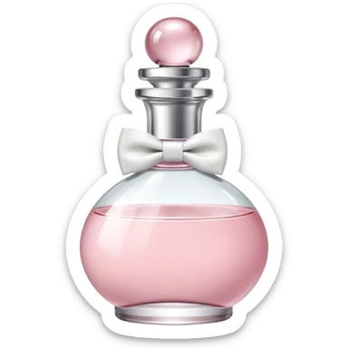 Pastel pink Perfume bottle with a white bow tie  sticker