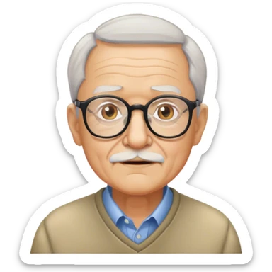 old man with glasses indoors sticker