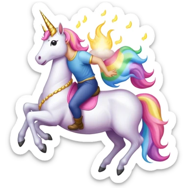 Bean riding a unicorn farting sticker