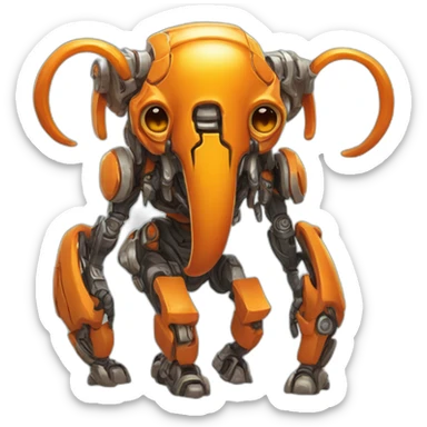 Little completely orange feminine mammouth cyborg sticker