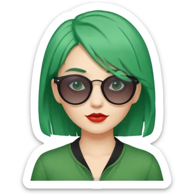Madame cheveux vert avec des lunettes de soleil sticker