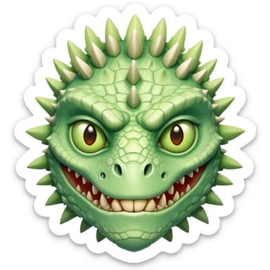Spiny reptilian human face, warrior with bony scaly face, almond lime eyes sticker