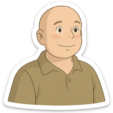 ghibli style bald white guy sticker