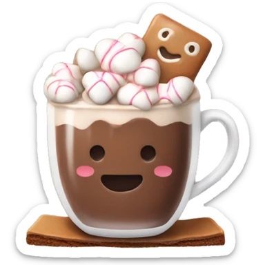 Hot chocolate with marshmallows and a gingerbread man dipped inside aesthetic sticker