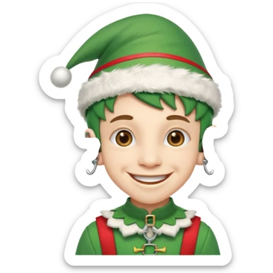 duende navideño con una sonrisa amplia y brackets en los dientes motivo odontologo sticker