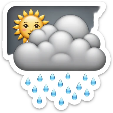 a sun with a large cloud blocking it with rain sticker