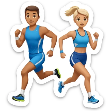 A man and woman running a HYROX race sticker