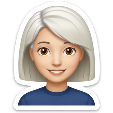 white haired woman with bob hair light skin brown eyes sticker