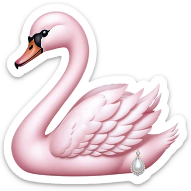 Baby Pink swan with pearls and diamonds  sticker
