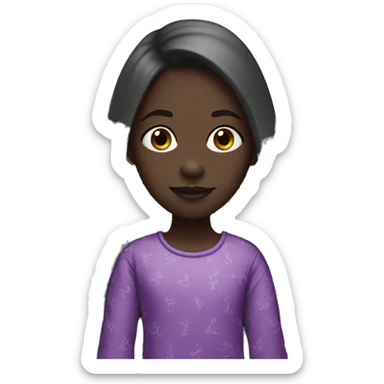 darkskin girl with long back hair with purple pajamas sticker