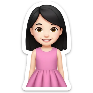 
5 years old girl, white skin, black hair, happy smile emoji sticker
