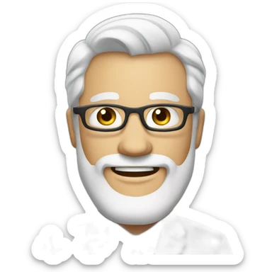 Create an emoji of a man smiling, business dressed, with white hair and with a short but neat white beard sticker