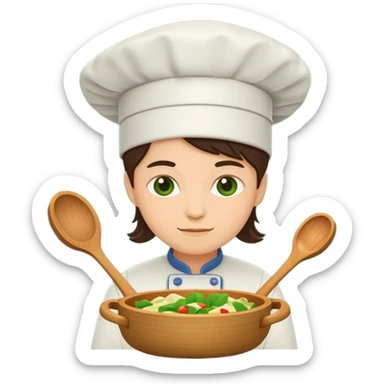 Small icon emoji of cook recipe, minimum details, green #36a767 main color sticker