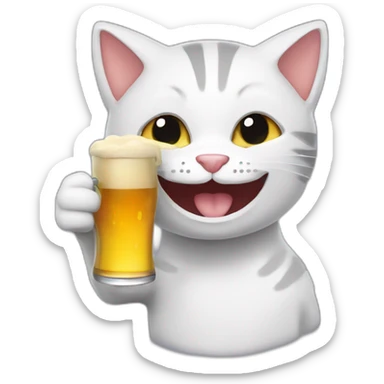 Gato tomando cerveza sticker