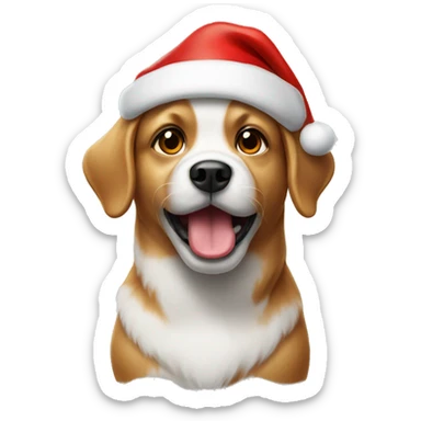 Dog in Santa hat sticker