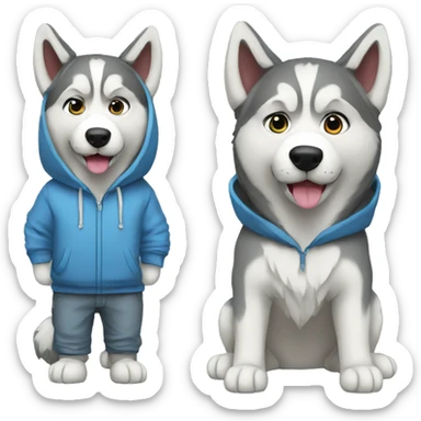 realistic husky full body in a hoody  sticker