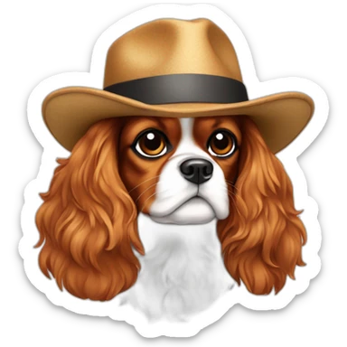 Dog Cavalier King Charles Spaniel in a hat sticker