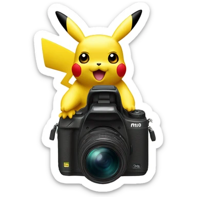 Pikachu holding Canon M50 camera sticker