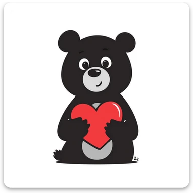 blue bear holding a heart sticker
