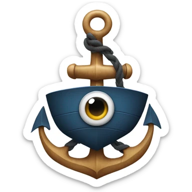 boat anchor with eyes, arms, and legs  sticker