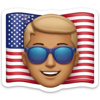 happy courtyhuman with flag of USA on face and sunglasses sticker