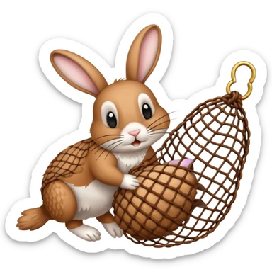 a fish net catching a rabbit sticker