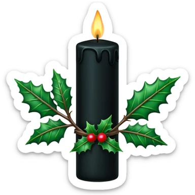 Gothic black candle with holly  sticker