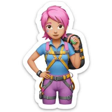 climber girl with pink hair sticker