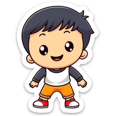 Cute little boy with a playful expression sticker