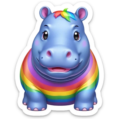 Rainbow hippo sticker