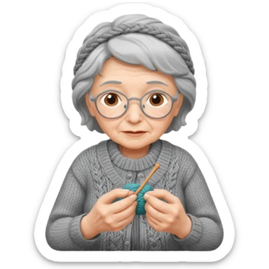 elderly woman knitting sticker