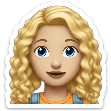 girl with long blonde wavy,blue eyes,a nose ring and dungarees sticker