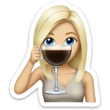 blonde hair blue eye girl drinking espresso martini  sticker