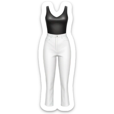 White High waisted straight leg leather pants isolated sticker