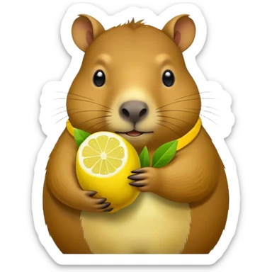 Capybara  holding  lemon sticker
