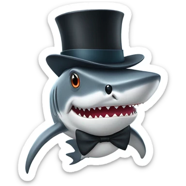 Shark with a top hat sticker