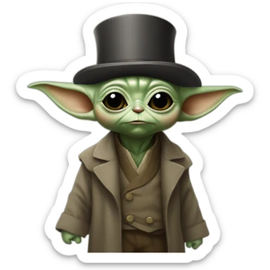 baby yoda con bigote de chaplin sticker