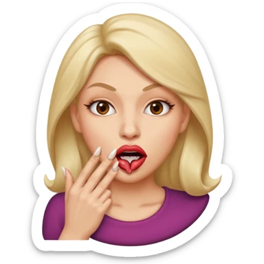 Big lips long nails bestie circle head biting her 1 nail sticker